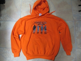 Clockwork Orange,  oranžová mikina s kapucou stiahnutelnou šnúrkami a klokankovým vreckom vpredu 